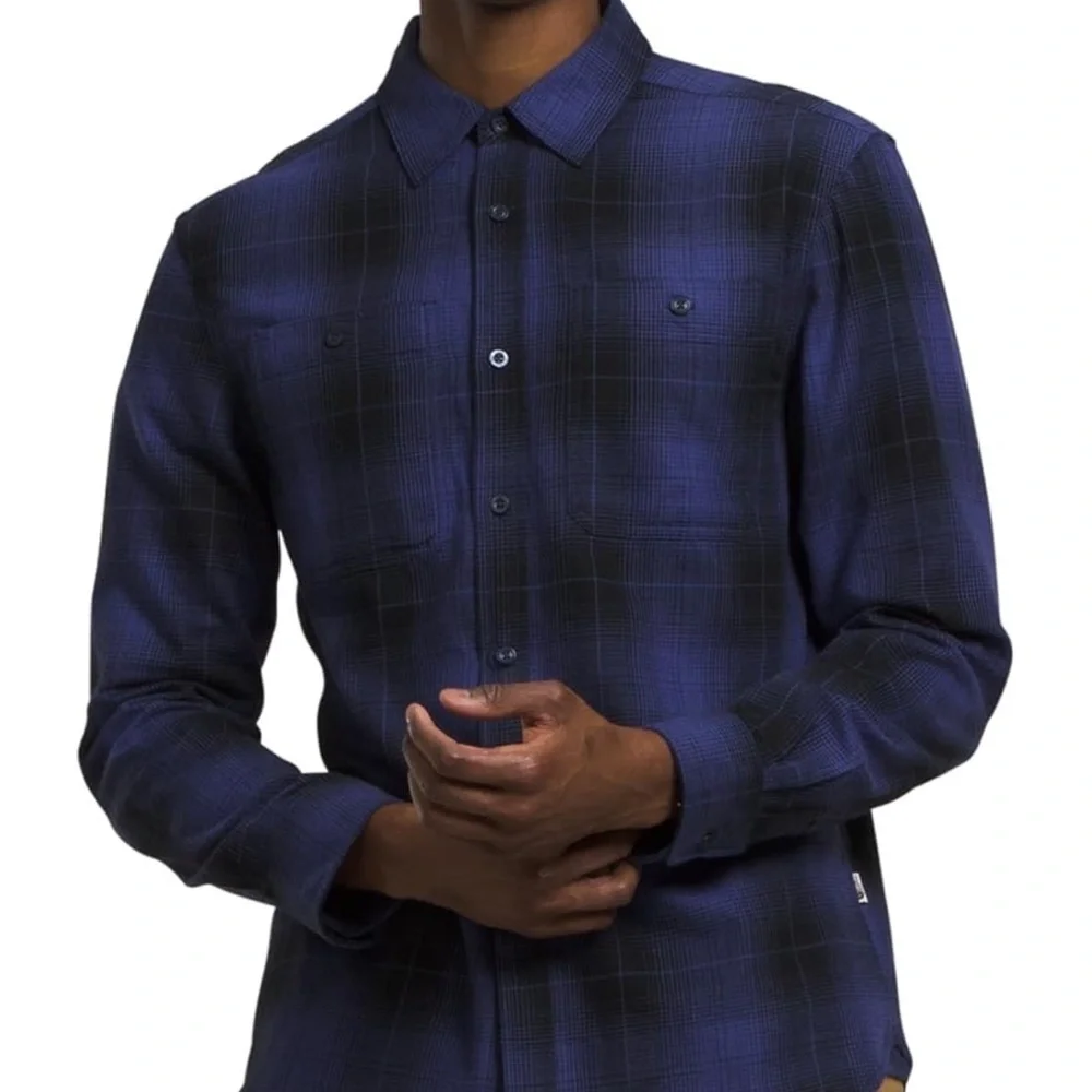 The North Face Men's Arroyo Flannel Shirt Size S/P Black/Gray Long Sleeve Casual